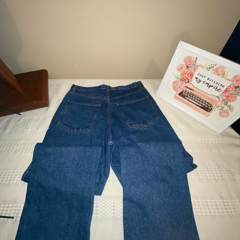 Cache vintage jeans with leather details around  pockets Size 12 excellent cond - Picture 2 of 6
